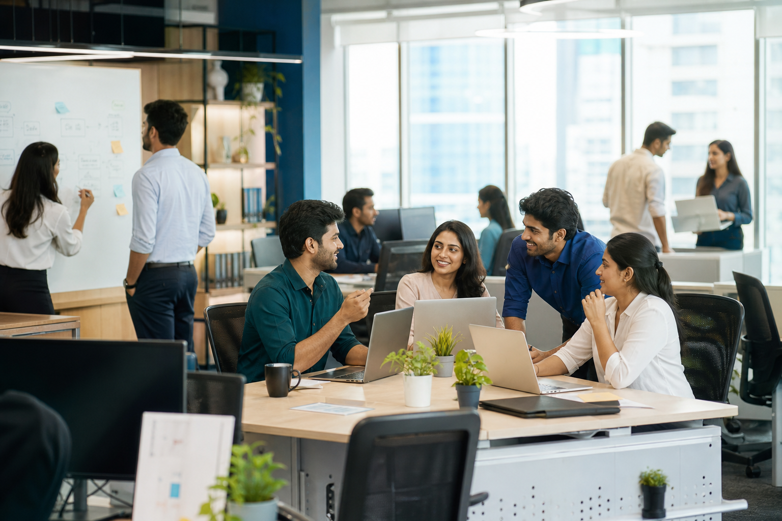 Team using modern business software with AI assistance