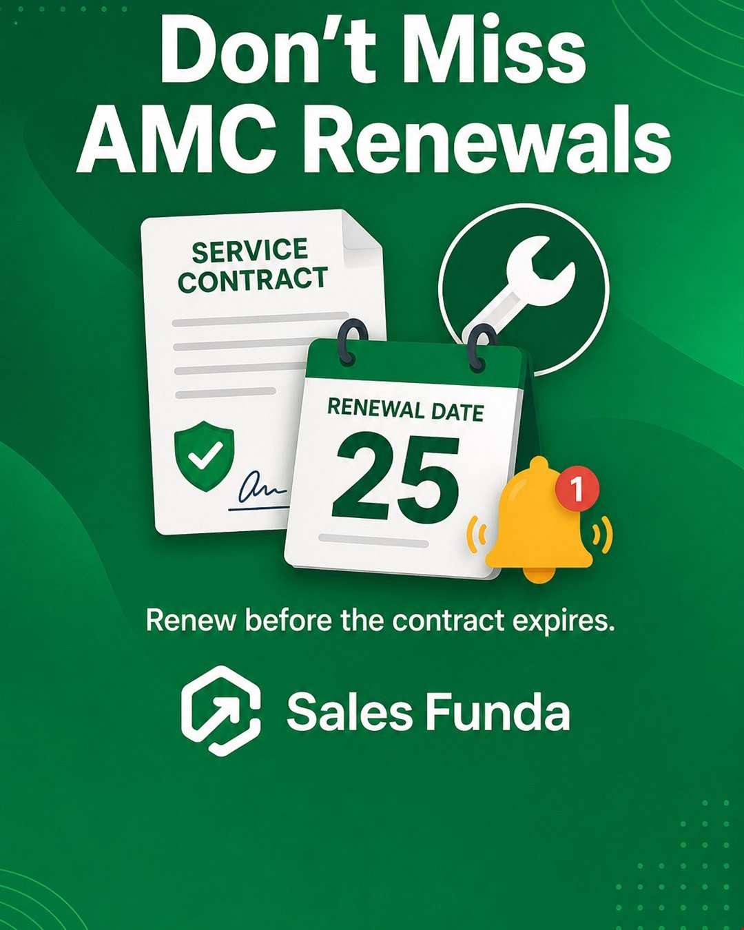 AMC renewal reminders and service contract workflow